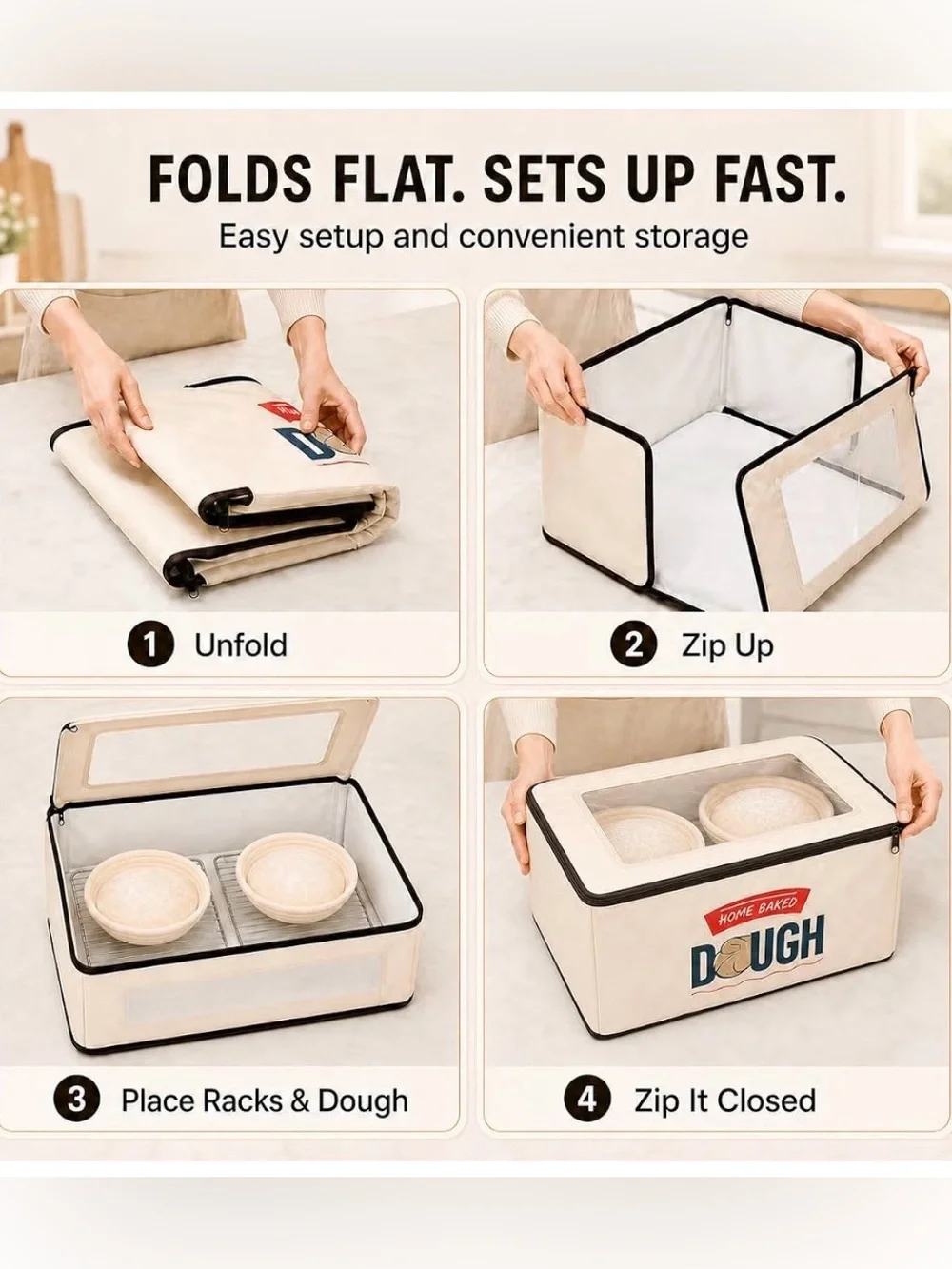 New large Bread Proofing Box, 2-Loaf Capacity, 3-Sided Heating, Temp Control